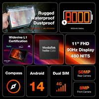 AGM PAD P2 Aktif Android 14 16GB(8+8)+256GB Widevine L1 Tablet 4g Tablet PC Industrial PC Tablet
