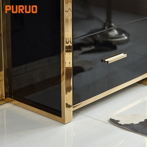 Table <span class=keywords><strong>console</strong></span> de maquillage en <span class=keywords><strong>bois</strong></span> avec ligne festonnée, peinture noire moderne, avec un long tiroir, pieds en métal doré pour le salon, écologique - Product Image 4