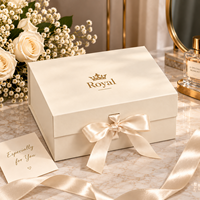 Boîte cadeau magnétique de luxe personnalisée avec logo, couleur crème, avec ruban et poignée en satin, emballage rigide pliable pour vêtements, e-commerce, faible MOQ
