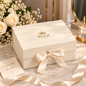 Caixa de Presente Magnética de Luxo Branca Creme com Logotipo Personalizado, Alça de Cetim, Embalagem Rígida Dobrável para Roupas, <span class=keywords><strong>E</strong></span>-<span class=keywords><strong>commerce</strong></span>, Baixo MOQ - Product Image 3