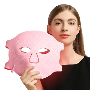 2024新款时尚粉色Led红光治疗面膜家用LED抗衰老光疗美容面膜