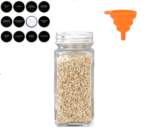 12er-Pack 4 Unzen Küchen-Gewürzgläser-Set Quadratische Gewürzaufbewahrungsgläser mit Trichter - Product Image 4