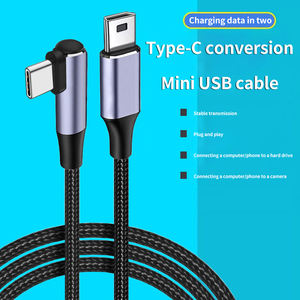 ใหม่ล่าสุดมุมขวาประเภท C <span class=keywords><strong>สาย</strong></span>ไนลอน Type-c ถึงมินิ <span class=keywords><strong>usb</strong></span> ส่งสาย OTG <span class=keywords><strong>สาย</strong></span>เคเบิลข้อมูลร่วม - Product Image 4