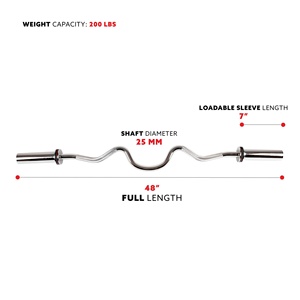 Professional Fitness Super <b>EZ</b> Barbell <b>Bar</b> Silver Steel Standard Super Curl Power Lifting Barbell <b>Bar</b> - Product Image 3