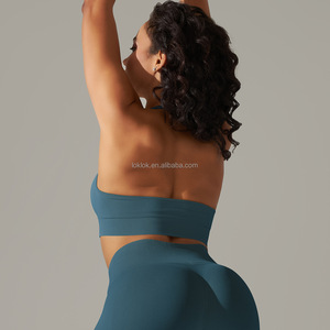 Top Deportivo Elástico de Yoga y Gimnasio, Sin Espalda, Ligero, Sin Costuras, de Alta Sujeción, con Estiramiento en Cuatro Direcciones, Color Azul Eléctrico - Product Image 3