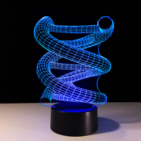 Lámpara Decorativa de Mesa de Diseño Moderno con Modelo de ADN 3D, Mini Luz Nocturna LED Acrílica con Control Táctil y 7 Colores Cambiantes