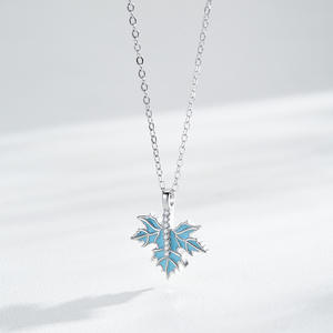 מכירה חמה 925 שרשרת כסף סטרלינג לנשים עם זירקון עלה תליון תכשיטים אופנתיים לחתונה - Product Image 2