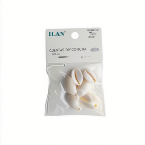 Perline di conchiglia Ilan 18-20 mm con bordo dorato e foro laterale per fai da te, 6 pezzi - Product Image 1