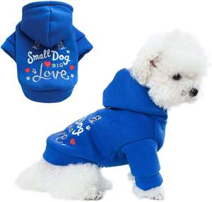 작은 개 소녀 소년을위한 따뜻한 애완 동물 스웨터 작은 개 후드 가을 강아지 옷 - Product Image 1