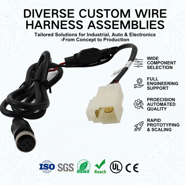 Custom Automobile PVC Wiring Harness M12 Series Aviation Plug Extension Cables Automotive Ecu Wire Harness