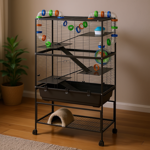 D0100X3X6KP 5 Tier Hamster <b>Cage</b> <b>Metal</b> Rectangle Indoor Small Animal Supplies with Deep Tray Exercise Wheel Hut Rolling <b>Storage</b> - Product Image 2