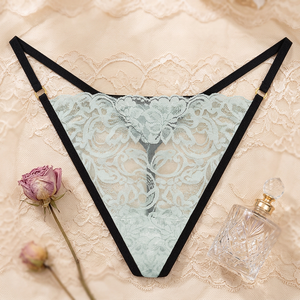 Tanga de Encaje Floral Transparente para Mujer, Tanga de Tirantes Finos, Cintura Baja, Ropa Interior Sexy Transparente para Mujer, OEM ODM - Product Image 2