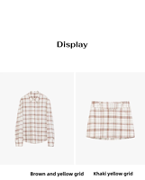 Ensemble deux pièces à carreaux en lin rétro jupe trapèze à la mode et chemise droite taille ensemble de printemps avec haut tissé ensembles élégants