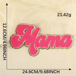 Nouvel arrivage : Patch brodé en chenille thermocollant, grand format, avec bord pailleté, motif « Mama » - Product Image 5