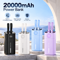 Batterie externe pour ordinateur portable 65W 20000mAh avec câbles doubles intégrés Chargeur portable haute puissance USB-C Charge rapide bidirectionnelle