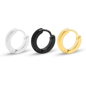 Boucles d'oreilles créoles en acier inoxydable de 2 mm à bords arrondis |   Plaqué or PVD, hypoallergénique, durable, design minimaliste Huggie pour hommes et femmes - Product Image 1
