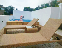 Chaise longue et transat d'extérieur modernes en osier, mobiles, pour patio, véranda, plage, piscine, bain thermale, spa et hôtels