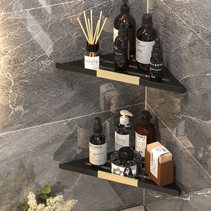 Étagère d'angle standard en acier inoxydable, triangle, 2 niveaux, pour rangement de salle de bain - Product Image 1