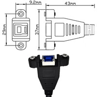 Cable de impresora USB 3.0 B macho a B hembra con tornillos de bloqueo para escáner de computadora