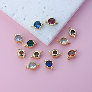 Connecteurs de bijoux ronds en plaqué or 18 carats de haute qualité, résistants au ternissement, breloques en cristal à double boucle pour la fabrication de bracelets - Product Image 3