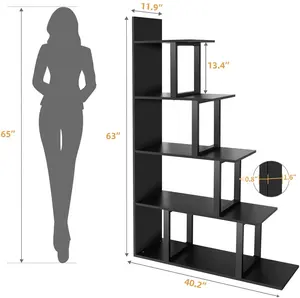 5-Tier Freestanding Bookshelf Floor Standing Multifunctional Display Shelf 5 storage bookshelf L-shaped corner bookcase storage