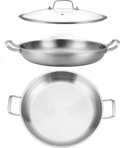 Poêle à <span class=keywords><strong>paella</strong></span> en acier inoxydable de 14 pouces avec couvercle, grande poêle pour tous les types de cuisinières, Panelas Papila - Product Image 3