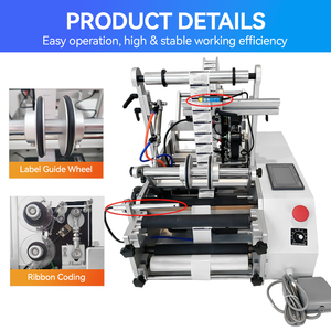 Étiqueteuse pneumatique <span class=keywords><strong>pour</strong></span> bouteilles rondes, <span class=keywords><strong>ruban</strong></span> thermique, conteneurs cylindriques, boissons, condiments, produits chimiques quotidiens, flacons – Traitement des étiquettes - Product Image 3