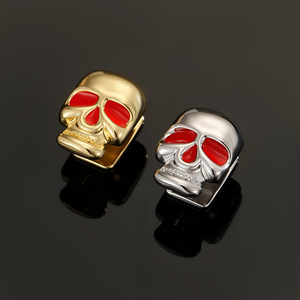 Skull <b>Braces</b> Gold And Silver Red Eye Design Single Tooth Grillz For <b>Men</b> Everyday Wear - Product Image 2