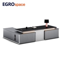 Bureau de direction EGROspace en mélamine, mobilier moderne pour PDG, directeur, table de bureau en forme de L