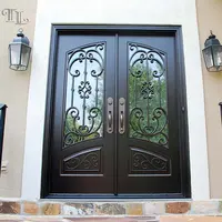 Porte extérieure en métal et verre forgé, design en fer forgé, porte d'entrée de villa, porte d'entrée, livraison gratuite