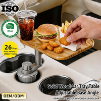 Plateau de console centrale en bois massif de qualité supérieure pour voiture, support de tasse, plateau rotatif à 360° pour repas, bureau portable pour véhicule, SUV, camion