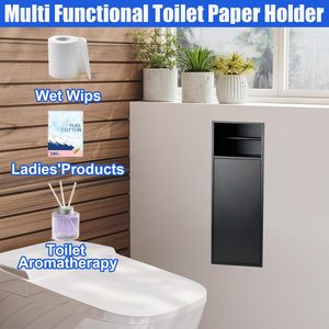 Portarrollos de Papel Higiénico de Acero Inoxidable 304, Portarrollos de Papel Higiénico Empotrado para <span class=keywords><strong>Baño</strong></span> y Cocina con Almacenamiento - Product Image 4
