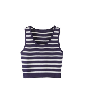 <span class=keywords><strong>Maglietta</strong></span> donna senza maniche Top canottiera nera a righe bianche canottiera Sexy senza <span class=keywords><strong>spalline</strong></span> Top per uso palestra corta interna esterna - Product Image 5