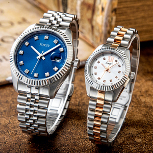 <span class=keywords><strong>Montre</strong></span> à <span class=keywords><strong>Quartz</strong></span> en Acier Inoxydable Marque Blanche, Logo Personnalisé, Cadran Lumineux avec Diamant, Montres de Luxe pour Couple - Product Image 1