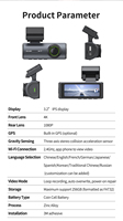 Caméra embarquée élégante à écran IPS 4K dissimulé, design compact avant/arrière, ajustement universel, moniteur de stationnement, détection de mouvement, WiFi F2