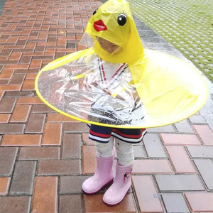 Outdoor Wholesale funny Animal Yellow Duck Transparent Waterproof Rain coat Small Children's Rainwear Baby Raincoat - Product Image 1