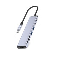 Hub USB Type C 7-en-1 personnalisé vers USB 3.0, station d'accueil double haute vitesse, adaptateur de charge en ABS pour iPad, MacBook, PC