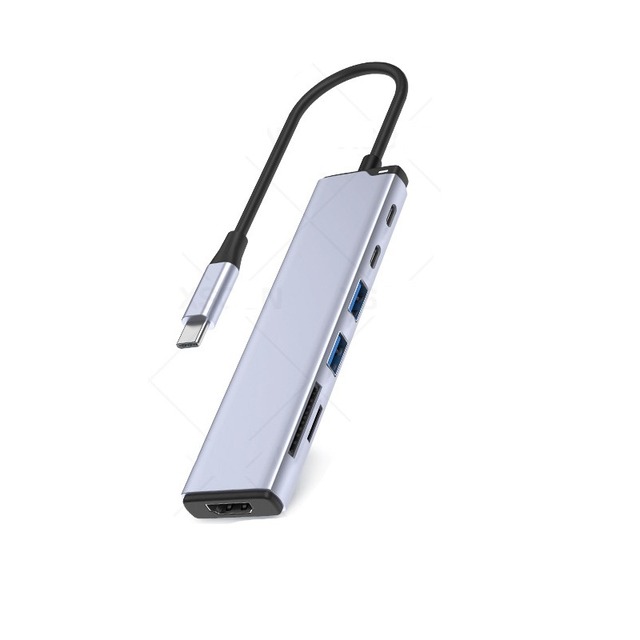 Custom 7-in-1 USB Type C Hub to USB3.0 2xHigh-Speed Splitter Docking Station ABS Material Charging Adapter for iPad Macbook PC