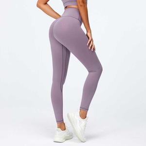 Leggings de Yoga de Cintura Alta para Mujer, OEM, Sólidos, Transpirables, de Secado Rápido, Sin Costuras, Elásticos, 100% Poliéster, para Correr, Gimnasio y Deportes - Product Image 5