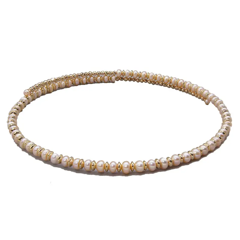 Custom Gold vintage Small Fresh Water Pearl Choker Necklace Set Cultured
