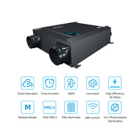 250/350/500m ³/H ERV HRV HVAC Sistema de ventilación de recuperación de energía con intercambio de calor PM2.5/TVOC/Co2 Display Wifi Control