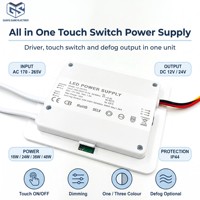 Miroir LED intelligent Guangshuo certifié TUV CE 12V avec interrupteur tactile, PF élevé, étanche IP44, capteur à touche unique intégré pour salle de bain