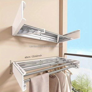 Un tendedero de ropa metálico para exteriores, popular y superventas, ajustable y plegable, montado en la pared, equipado con ganchos. - Product Image 6