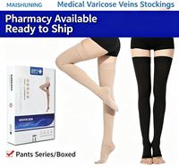 Bas de contention cuissardes à bout ouvert, classe 2, 23-32 mmHg, pour varices, confortables, couleur unie, vente en gros fabricant