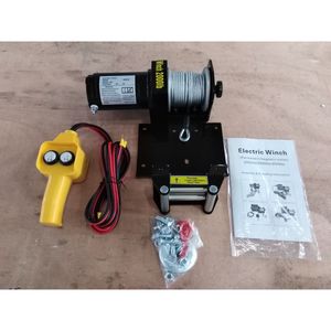 รอกไฟฟ้า 2000 ปอนด์ 12V DC สายสลิงเหล็ก ติดตั้งแบบยึดพร้อมรีโมทคอนโทรลแบบมีสาย - Product Image 1