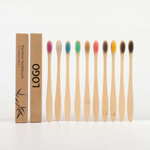 caixa kraft reciclável ecológico escova descartável natural biodegradável adultos crianças personalizado gota bambu escova - Product Image 1