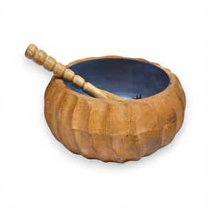 Direct From India Wooden Bowl With Serving Spoon Mixing Cooking <b>Storage</b> Decorative High Enamel Bowls For Hotel And Restaurants - Product Image 1
