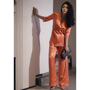 Completo Estivo <span class=keywords><strong>Casual</strong></span> da Donna in Stile Old Money, Blazer Traspirante di Alta Qualità e Pantaloni a Gamba Larga, Set Due Pezzi ODM - Product Image 6