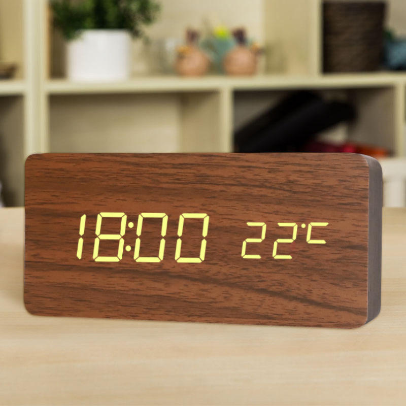 Modern Home Decor LED Desk Alarm Clock Fashionable Portable Wooden USB Battery Supply Home Decorative Wall Clock