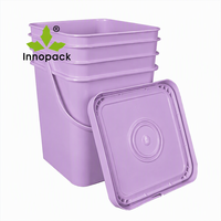 Seau carré en plastique de qualité supérieure, 5 gallons (20 litres), de qualité alimentaire, avec couvercle et poignée